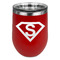 Super Hero Letters Stainless Wine Tumblers - Red - Double Sided - Front