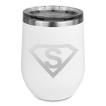 Super Hero Letters Stemless Stainless Steel Wine Tumbler - White - Single Sided