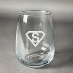 Super Hero Letters Stemless Wine Glass (Single)