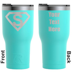 Super Hero Letters RTIC Tumbler - Teal - Engraved Front & Back (Personalized)