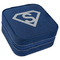 Super Hero Letters Travel Jewelry Boxes - Leather - Navy Blue - Angled View