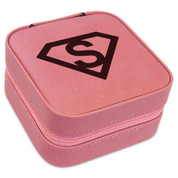 Super Hero Letters Travel Jewelry Boxes - Pink Leather