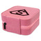 Super Hero Letters Travel Jewelry Boxes - Leather - Pink - View from Rear