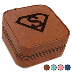 Super Hero Letters Travel Jewelry Box - Leather (Personalized)