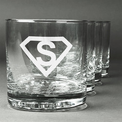 Super Hero Letters Whiskey Glasses (Set of 4)