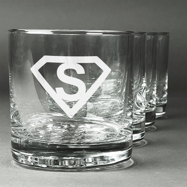 Custom Super Hero Letters Whiskey Glasses (Set of 4)