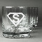 Super Hero Letters Whiskey Glasses Set of 4 - Engraved Front