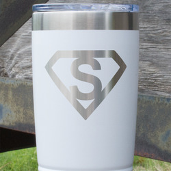 Super Hero Letters 20 oz Stainless Steel Tumbler - White - Double Sided (Personalized)