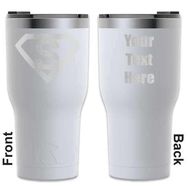 Custom Super Hero Letters RTIC Tumbler - White - Engraved Front & Back (Personalized)