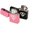 Super Hero Letters Windproof Lighters - Black & Pink - Open