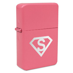 Super Hero Letters Windproof Lighter - Pink - Double Sided & Lid Engraved