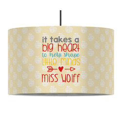 Teacher Gift 12" Drum Pendant Lamp - Fabric (Personalized)