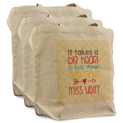 Teacher Gift Reusable Cotton Grocery Bags - Set of 3 (Personalized)