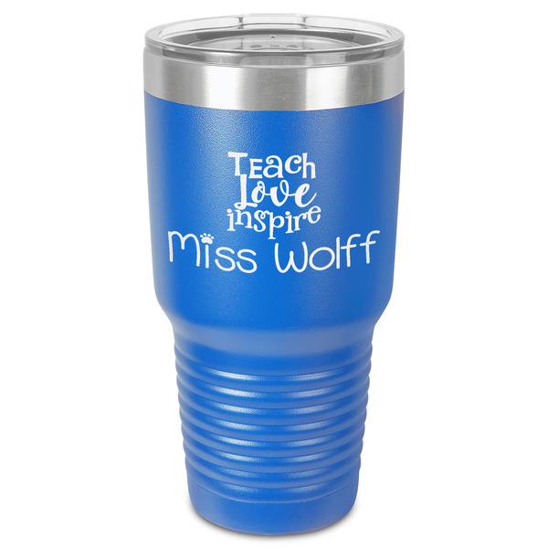 Teacher Quote 30 oz Stainless Steel Ringneck Tumbler - Blue - Front