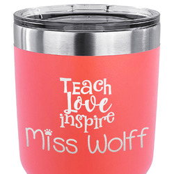 Teacher Gift 30 oz Stainless Steel Tumbler - Coral - Double-Sided (Personalized)