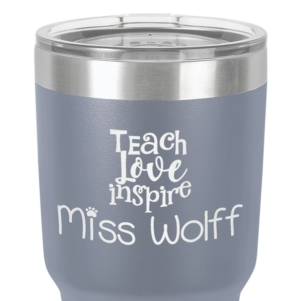 Teacher Quote 30 oz Stainless Steel Ringneck Tumbler - Grey - Close Up