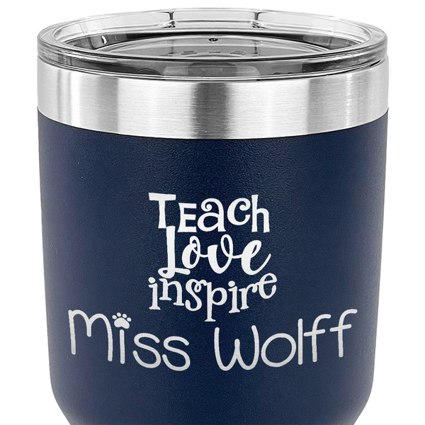 Teacher Quote 30 oz Stainless Steel Ringneck Tumbler - Navy - CLOSE UP