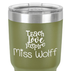 Teacher Gift 30 oz Stainless Steel Tumbler - Olive - Single-Sided (Personalized)