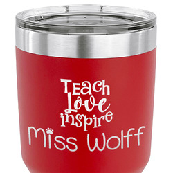 Teacher Gift 30 oz Stainless Steel Tumbler - Red - Single-Sided (Personalized)