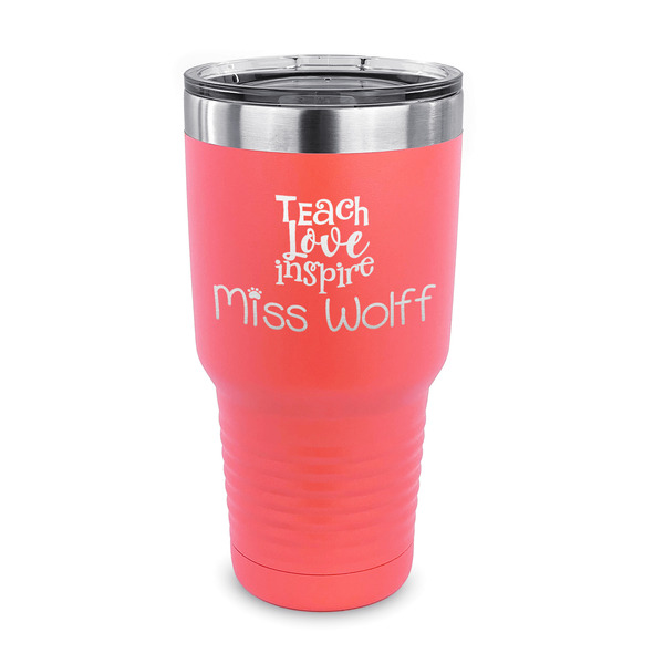 Custom Teacher Gift 30 oz Stainless Steel Tumbler - Coral - Single-Sided (Personalized)