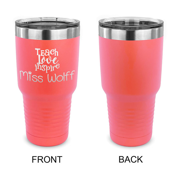 Teacher Quote 30 oz Stainless Steel Ringneck Tumblers - Coral - Single Sided - APPROVAL