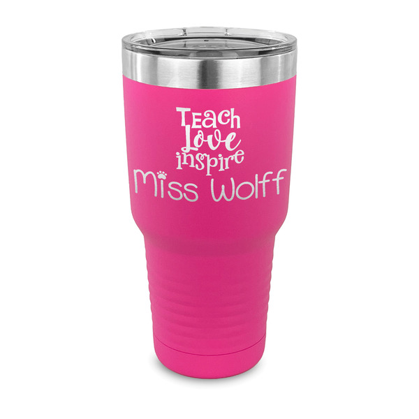 Custom Teacher Gift 30 oz Stainless Steel Tumbler - Pink - Single-Sided (Personalized)