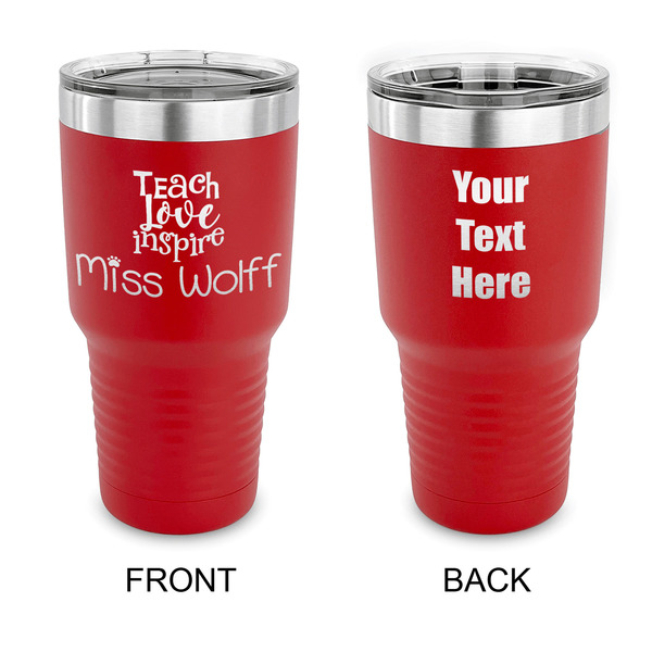 Custom Teacher Gift 30 oz Stainless Steel Tumbler - Red - Double-Sided (Personalized)