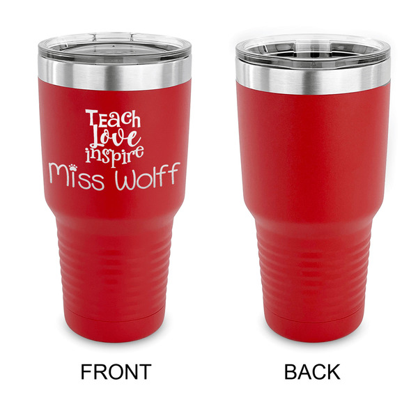 Teacher Quote 30 oz Stainless Steel Ringneck Tumblers - Red - Single Sided - APPROVAL