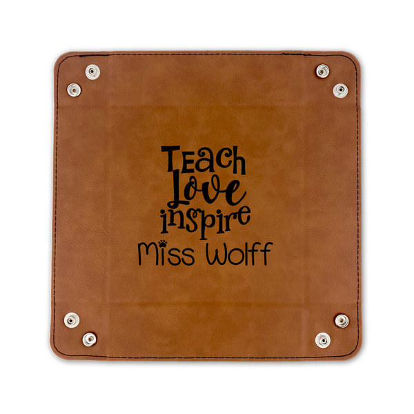 Teacher Quote 6" x 6" Leatherette Snap Up Tray - FLAT FRONT