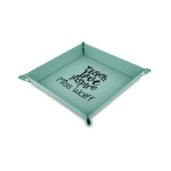 Teacher Gift Faux Leather Valet Tray - 6" x 6" - Teal (Personalized)