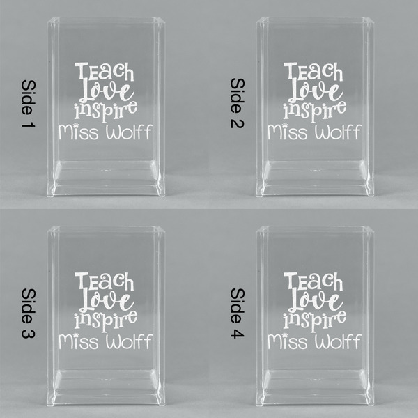 Teacher Quote Acrylic Pen Holder - All Sides