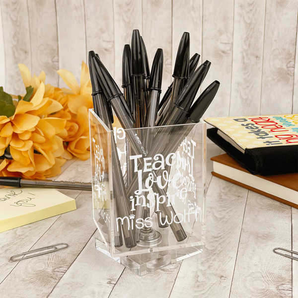 Teacher Quote Acrylic Pencil Holder - IN CONTEXT