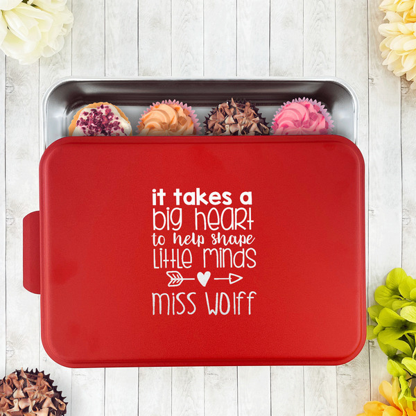 Teacher Quote Aluminum Baking Pan - Red Lid - LIFESTYLE