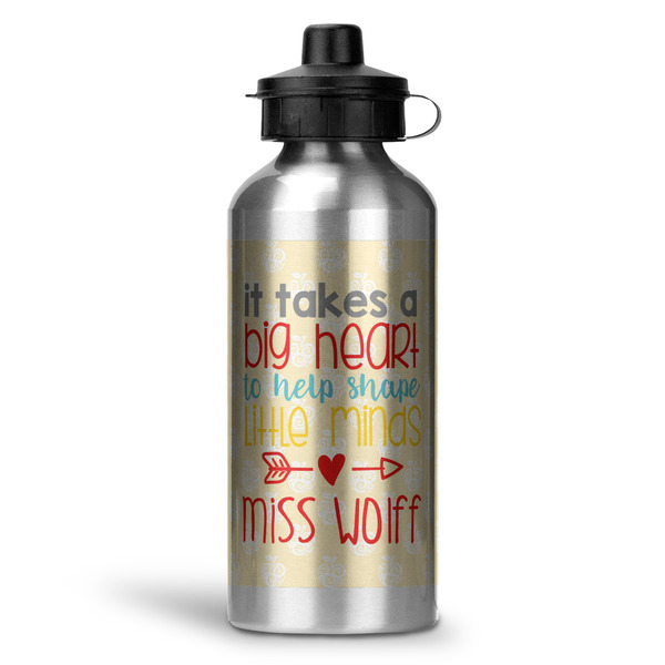 Custom Teacher Gift Water Bottle - Aluminum - 20 oz - Silver (Personalized)