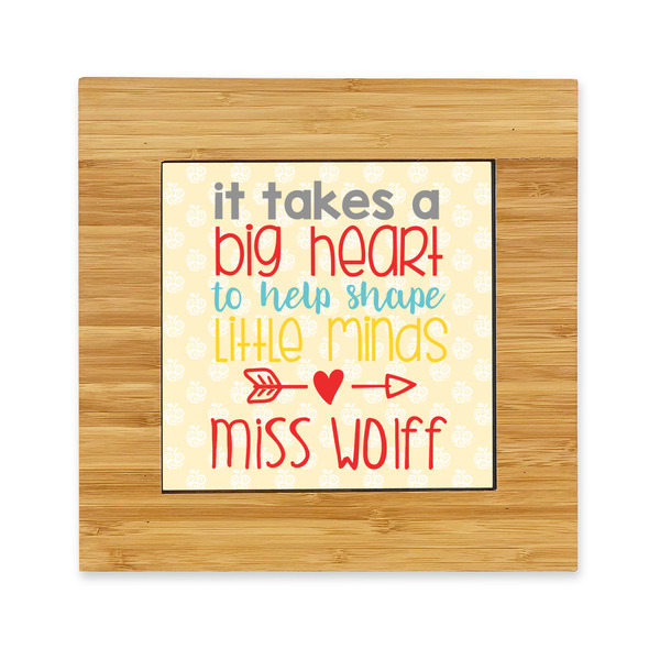 Custom Teacher Gift Bamboo Trivet with Ceramic Tile Insert (Personalized)