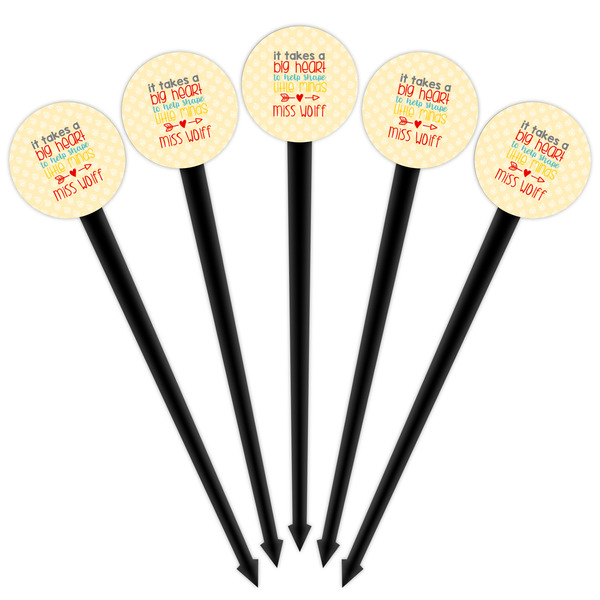 Teacher Quote Black Plastic 4" Food Pick - Round - Fan View