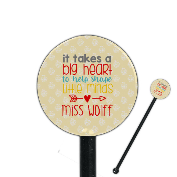 Custom Teacher Gift 5.5" Round Plastic Stir Sticks - Black - Single-Sided (Personalized)