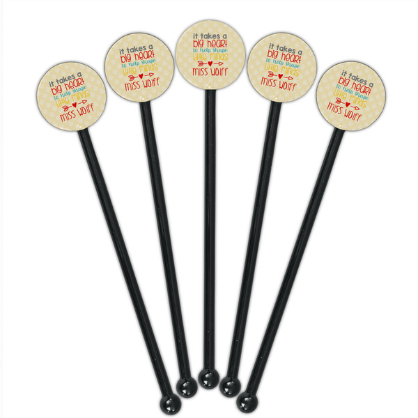 Teacher Quote Black Plastic 5.5" Stir Stick - Round - Fan View