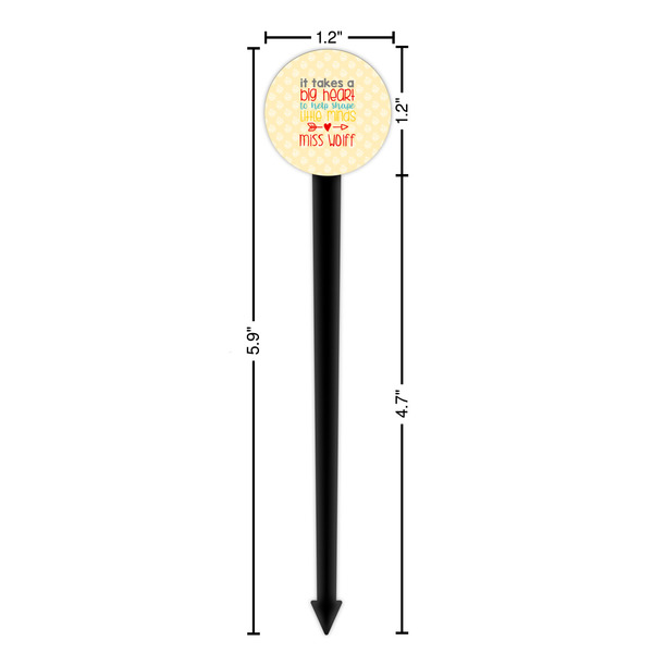 Teacher Quote Black Plastic 6" Food Pick - Round - Dimensions