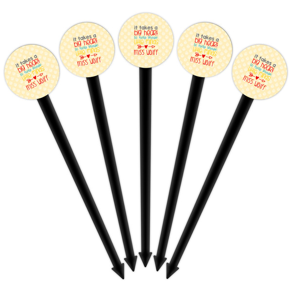 Teacher Quote Black Plastic 6" Food Pick - Round - Fan View