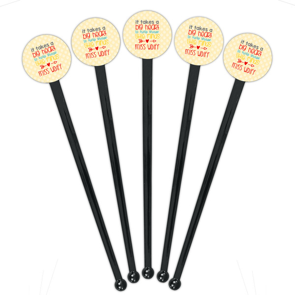 Teacher Quote Black Plastic 7" Stir Stick - Round - Fan View