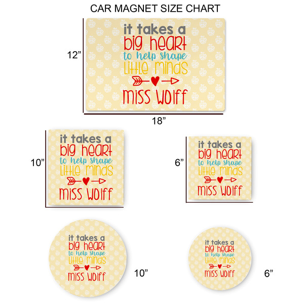 Teacher Quote Car Magnets - SIZE CHART