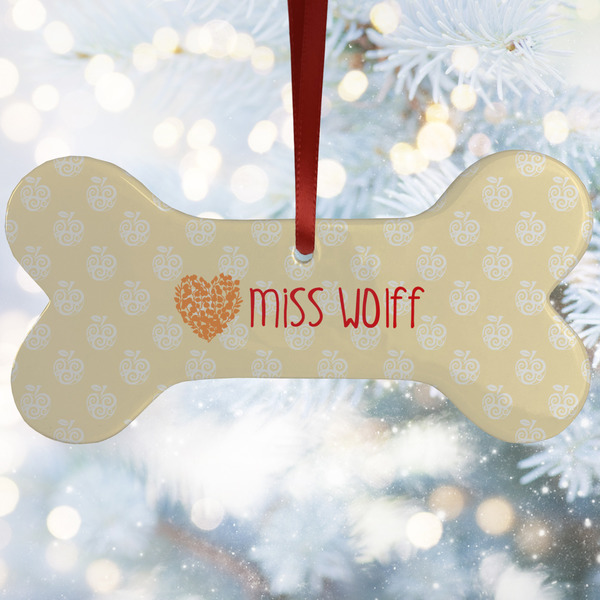 Custom Teacher Gift Ceramic Dog Ornament (Personalized)