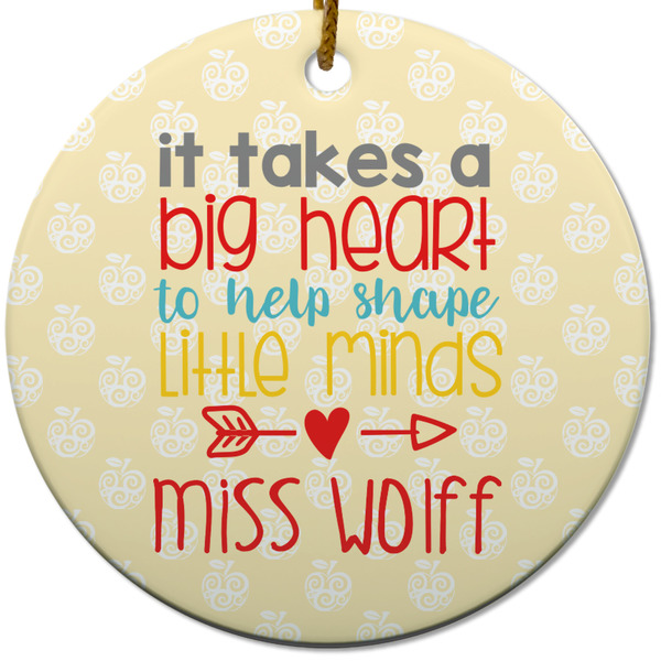 Custom Teacher Gift Round Ceramic Ornament (Personalized)
