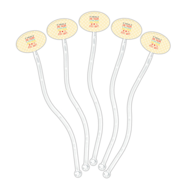 Teacher Quote Clear Plastic 7" Stir Stick - Oval - Fan