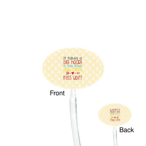 Teacher Quote Clear Plastic 7" Stir Stick - Oval - Front & Back