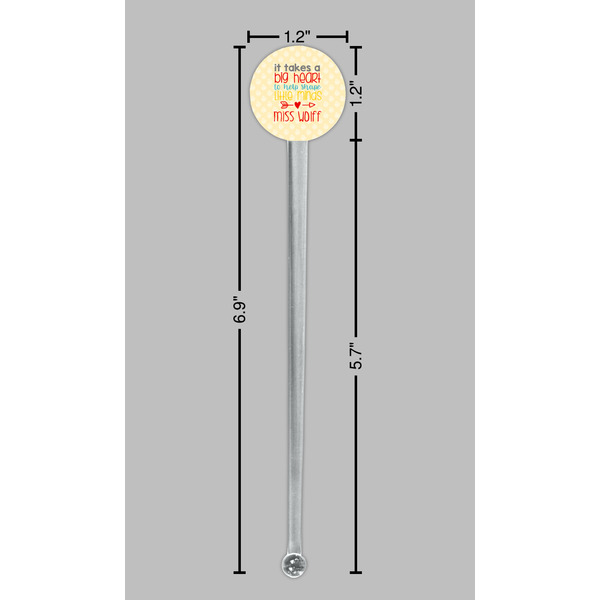 Teacher Quote Clear Plastic 7" Stir Stick - Round - Dimensions