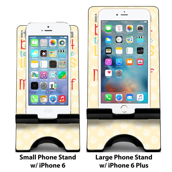 Teacher Quote Compare Phone Stand Sizes - with iPhones