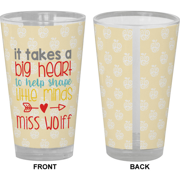 Teacher Quote Pint Glass - Full Color - Front & Back Views