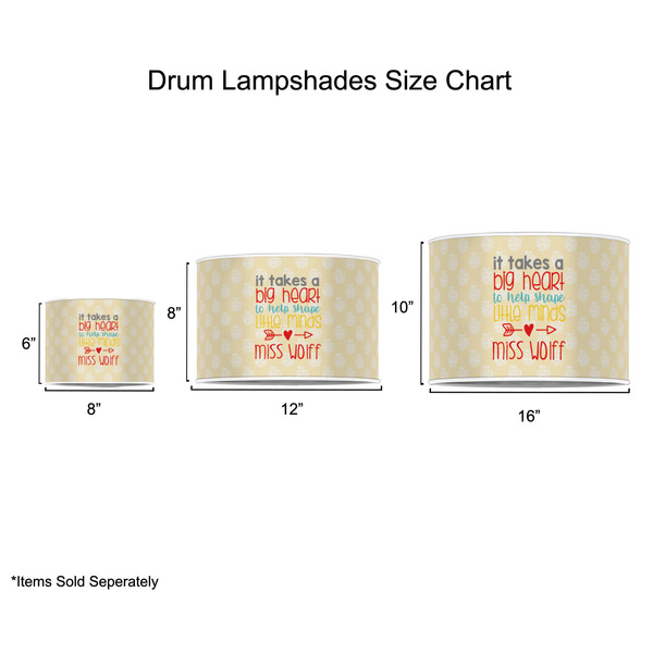 Teacher Quote Drum Lampshades - Sizing Chart